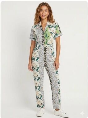 Anthropologie dRA Jasmine Patchwork Utility Jumpsuit, Size XS
